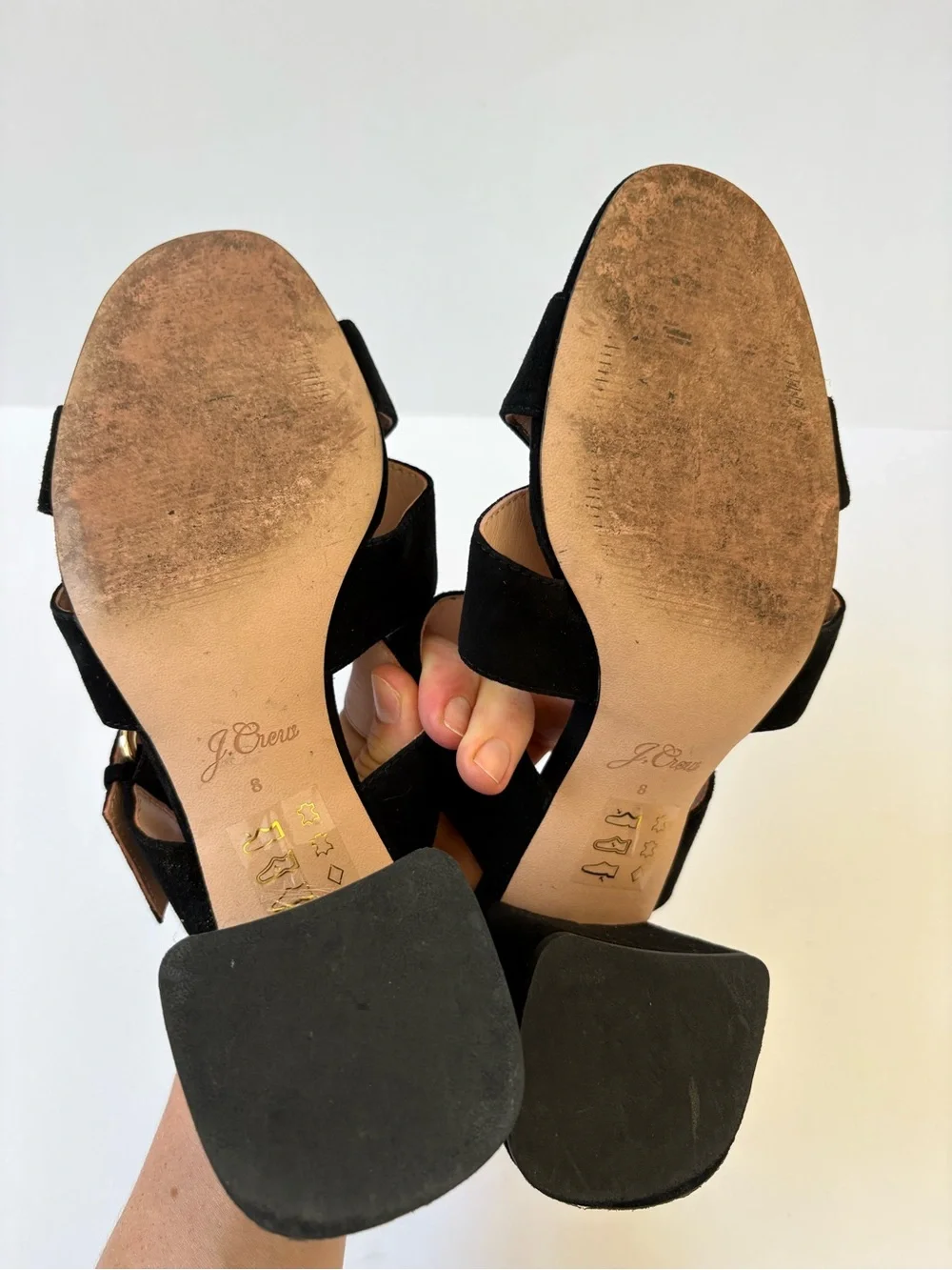 J.Crew Black Penny Mid Heel Slide Sandal Suede 8 Career Academia Preppy Comfy